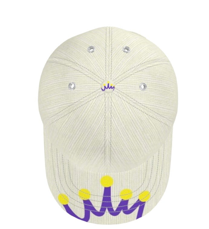 G.O.D! Faux Off-White Denim Printed Crown Cap