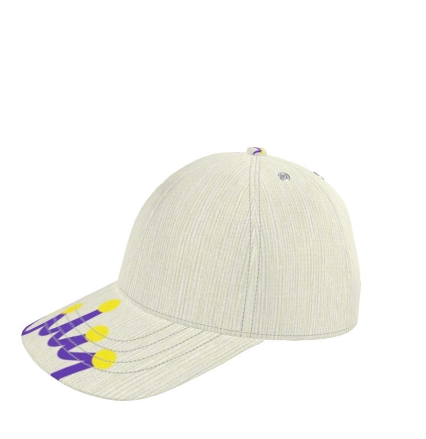 G.O.D! Faux Off-White Denim Printed Crown Cap