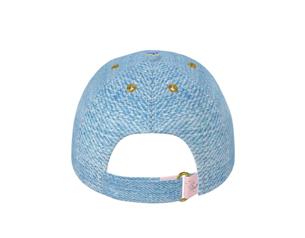 Signature G.O.D! Faux Blue Denim Printed Crown Cap