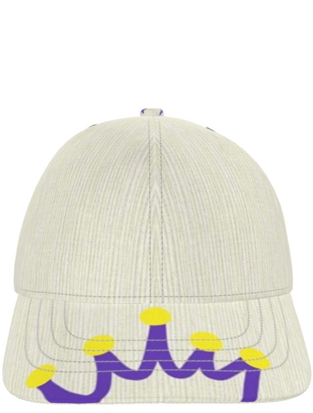 G.O.D! Faux Off-White Denim Printed Crown Cap